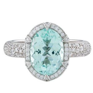 Kat Florence 18K 2.69ct Paraiba Tourmaline & Diamond Cocktail Ring Size: 5.75